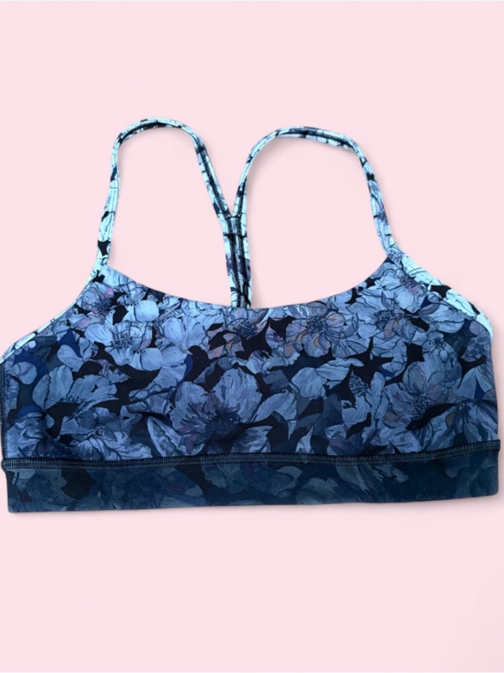 Lululemon Blue Floral Strappy Sports Bra Size Medium